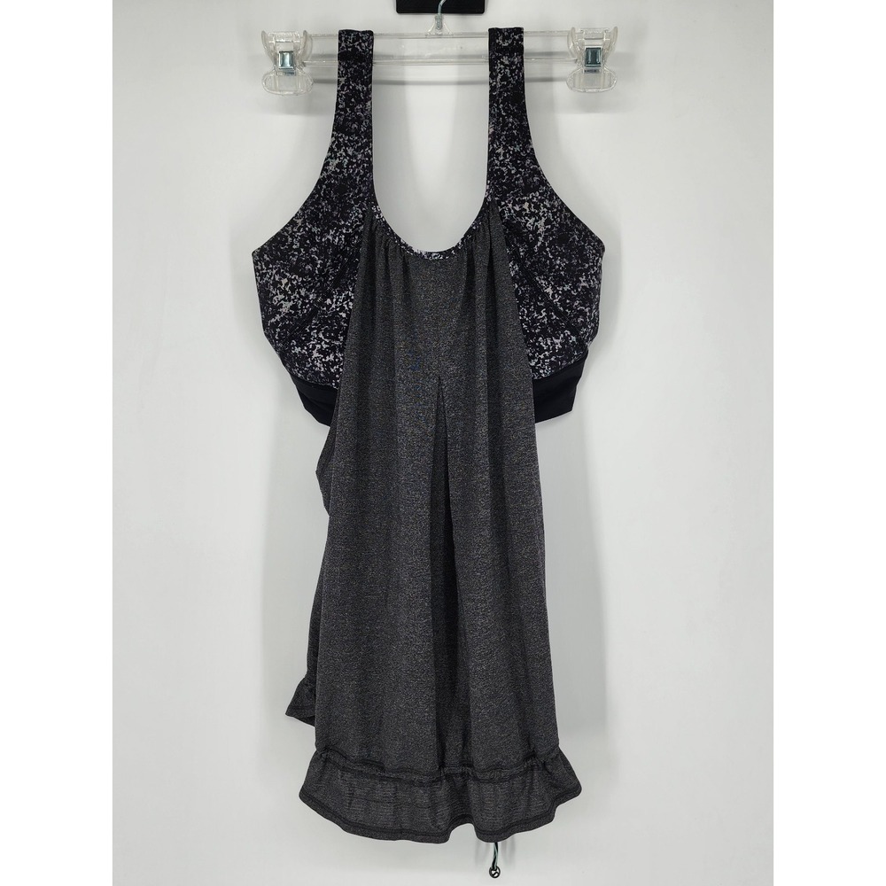 Lululemon Tank Top with Sport Bra Women's Size 8 Gray and Black Athletic EUC